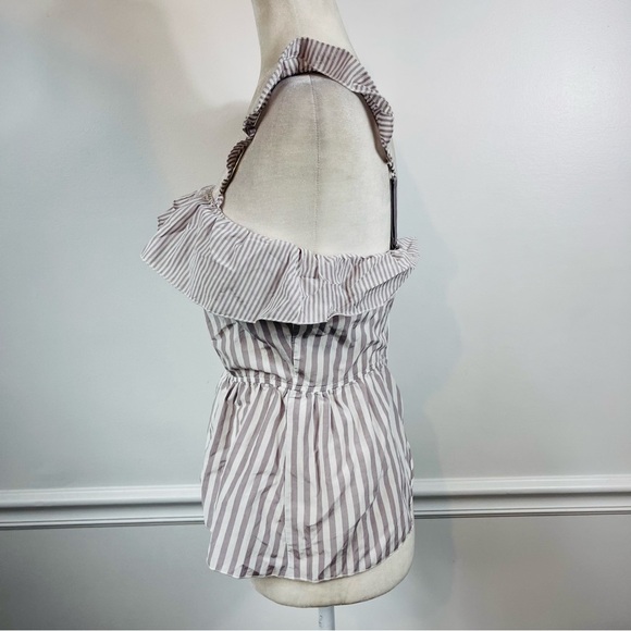 VICTORIA’S SECRET Gray & White Striped Ruffle Asymmetric Sleep Cami Tank - SMALL - Picture 6 of 12